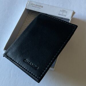 CHAMPS MENS VERTICAL SLIM BIFOLD WALLET BLACK ONYX RFID NWT